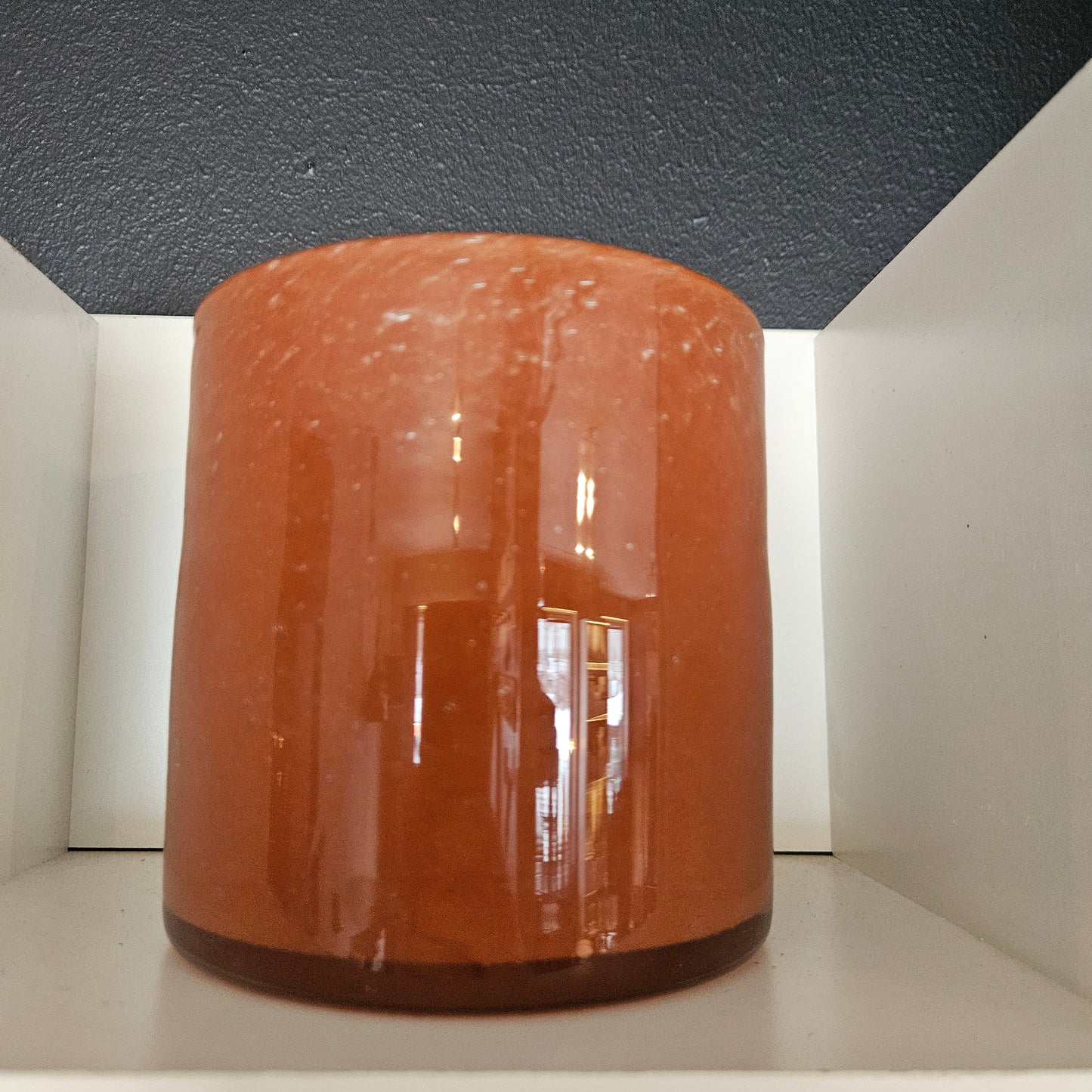 Ljuslykta kruka i glas orange