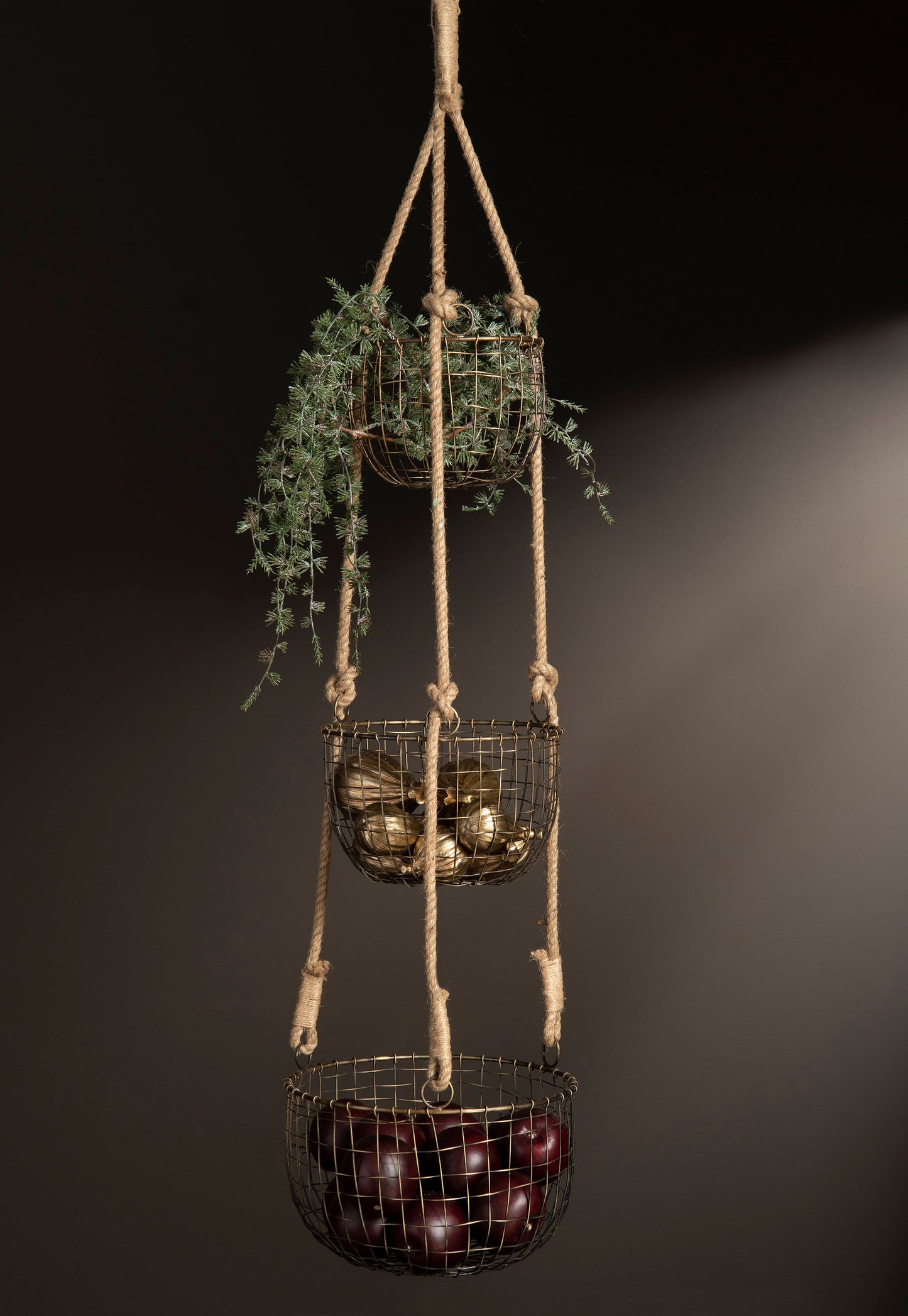 Korgar hängande 3set mässing