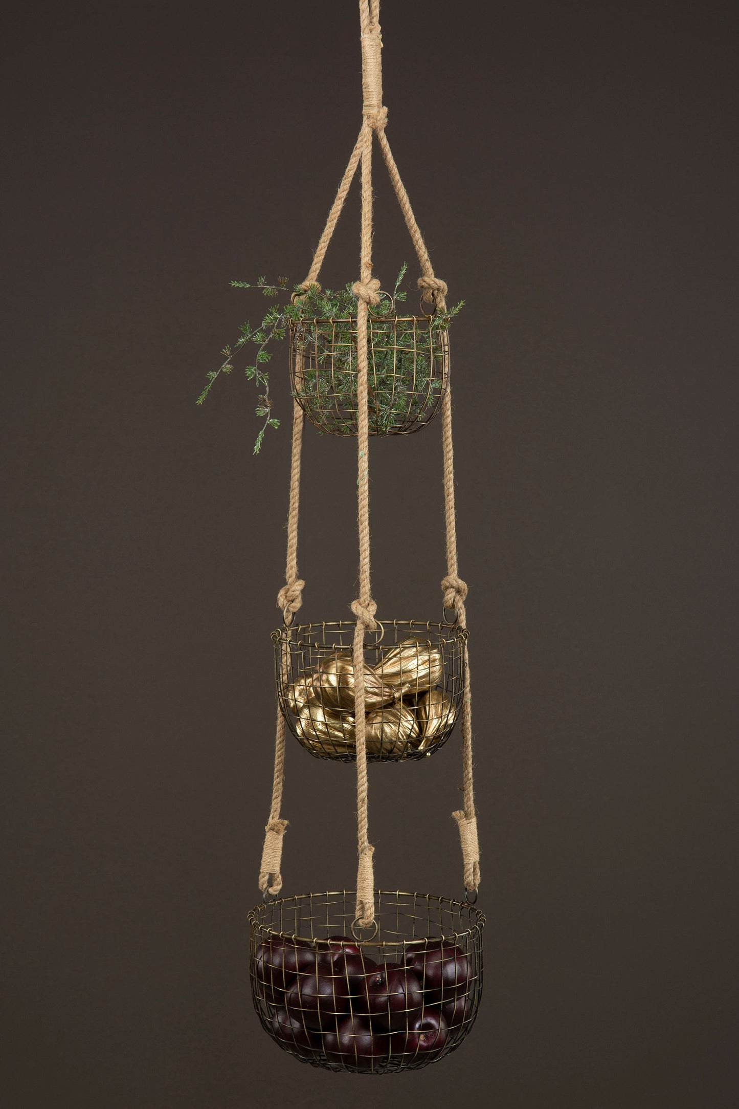 Korgar hängande 3set mässing